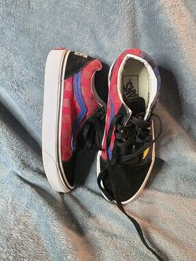 Vans Kids Old Skool Checkerboard Pink & Blue Skate Shoes